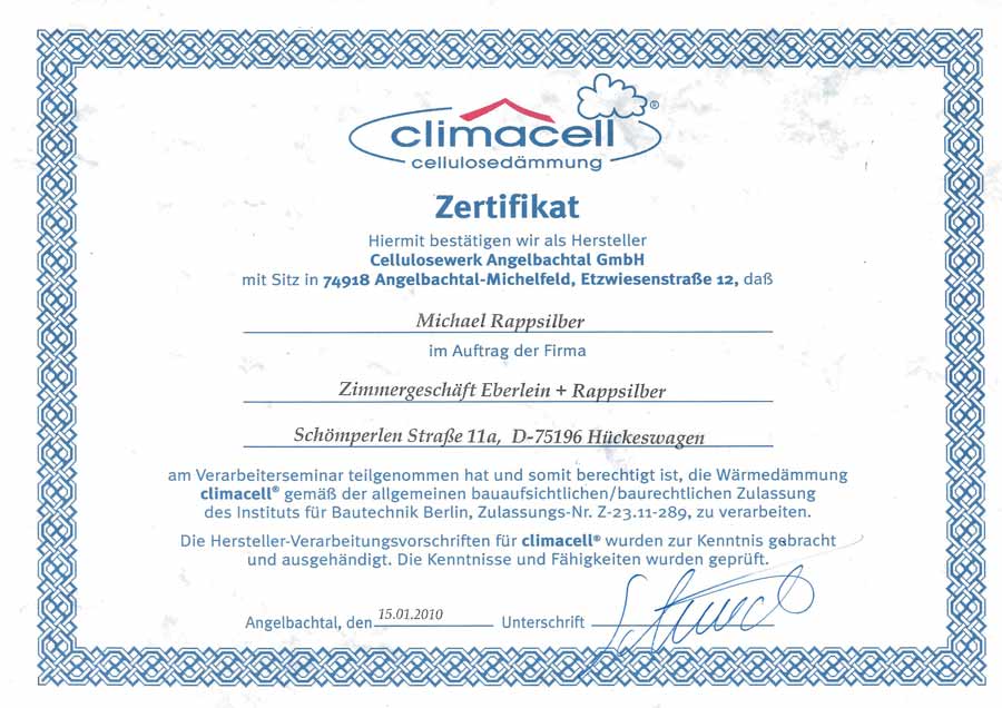 Zertifikat climacel