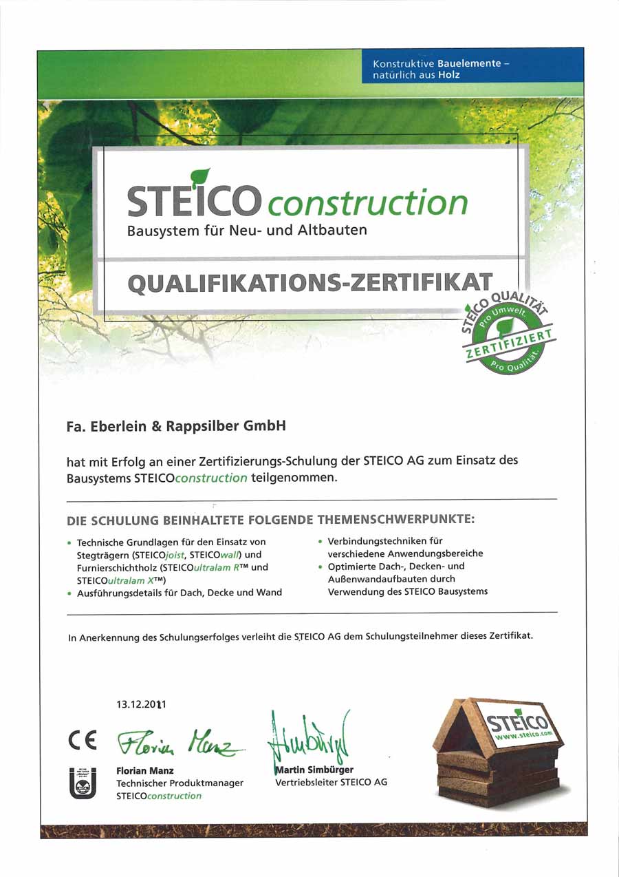 Zertifikat Steico